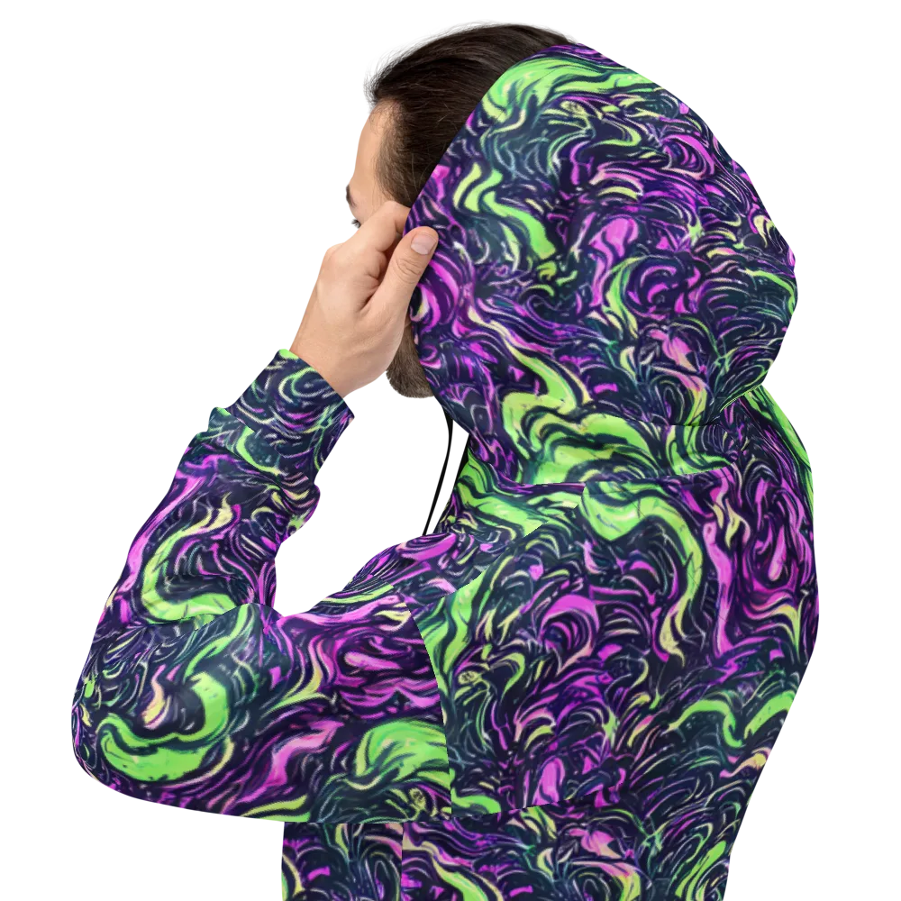 Neon Marbled Bloom on Hoodie — Back