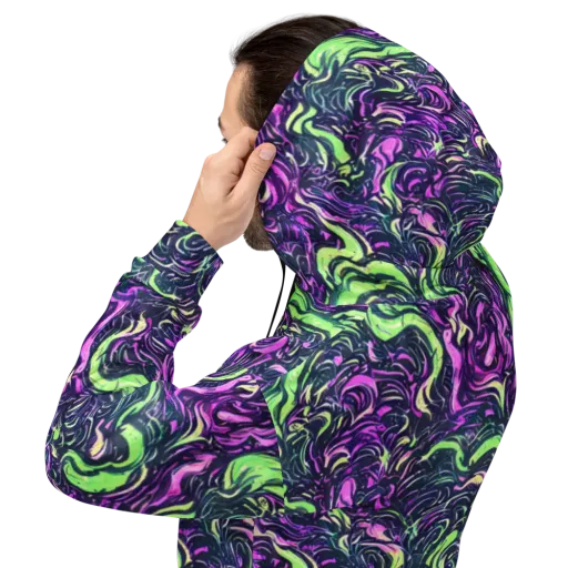 Neon Marbled Bloom on a Hoodie
