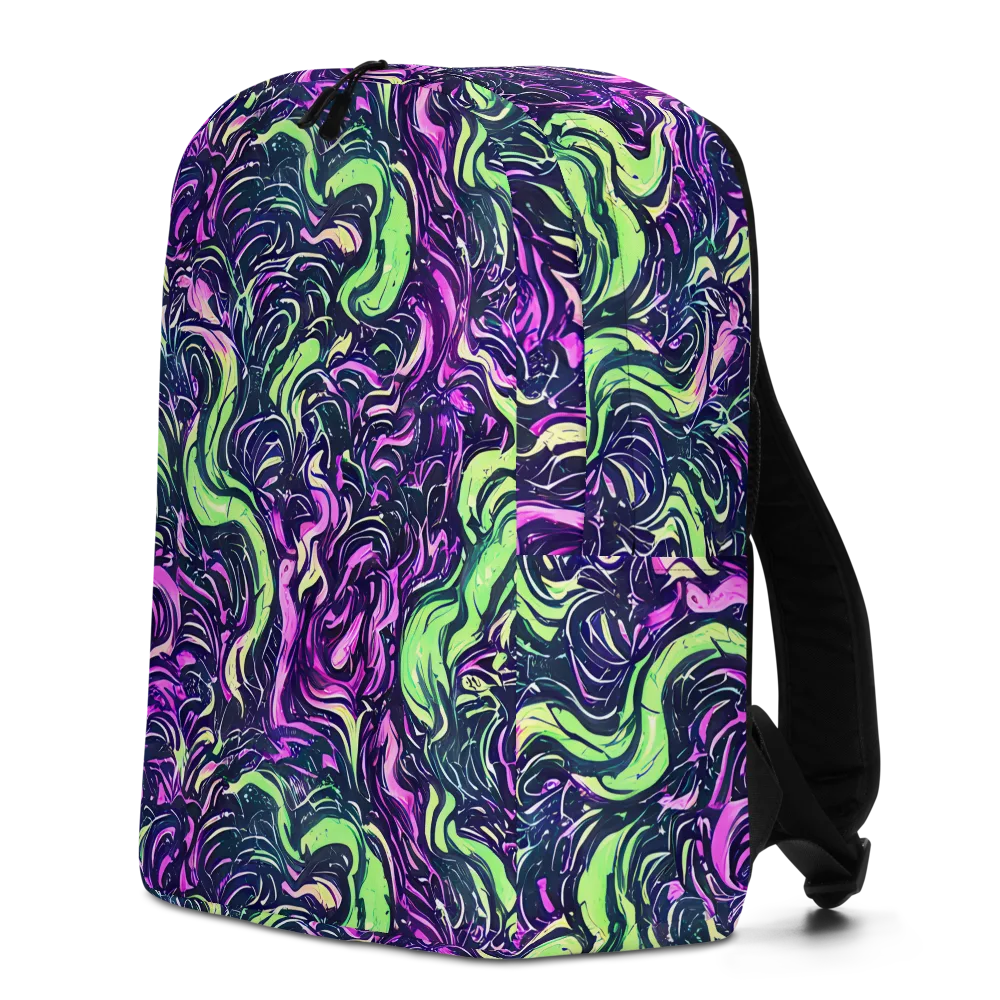 Neon Marbled Bloom on Minimalist Backpack — Left