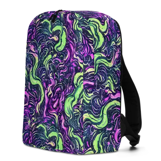 Neon Marbled Bloom on a Minimalist Backpack