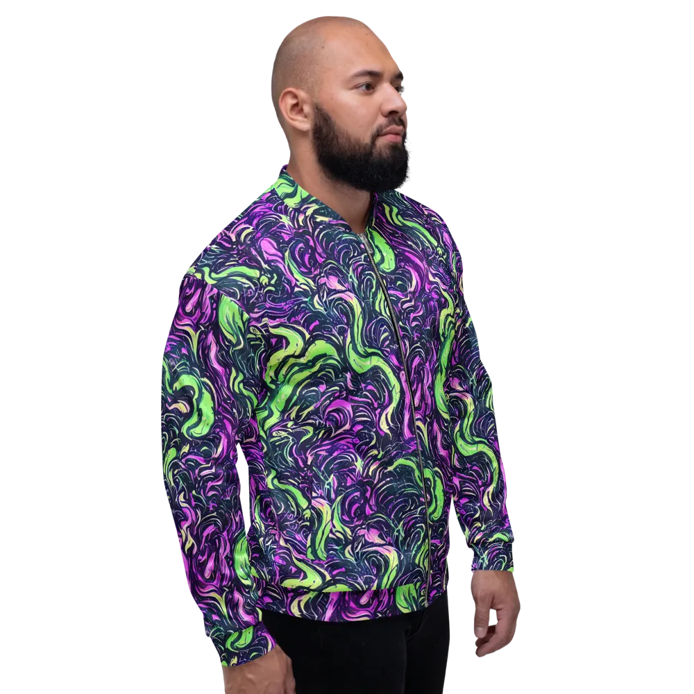 Neon Marbled Bloom on Bomber Jacket — Right