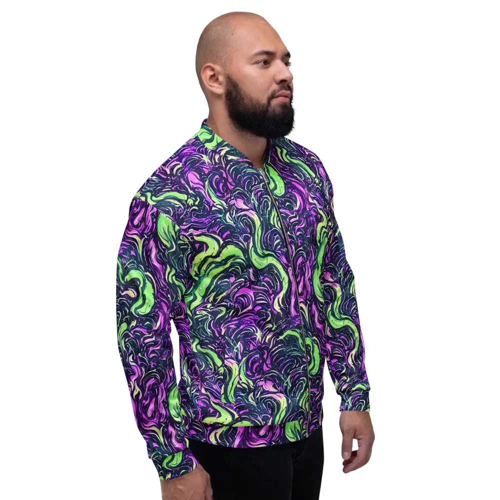 Neon Marbled Bloom on Bomber Jacket — Right
