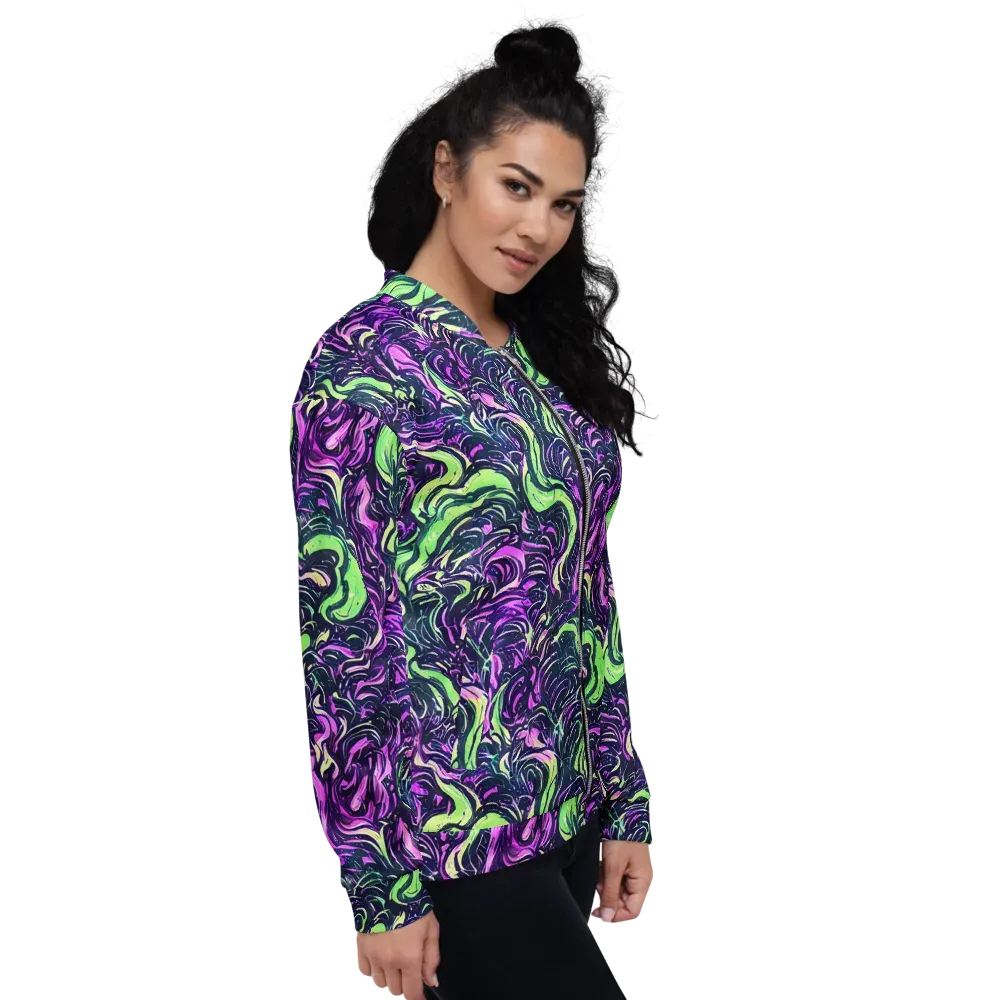 Neon Marbled Bloom on Bomber Jacket — Right