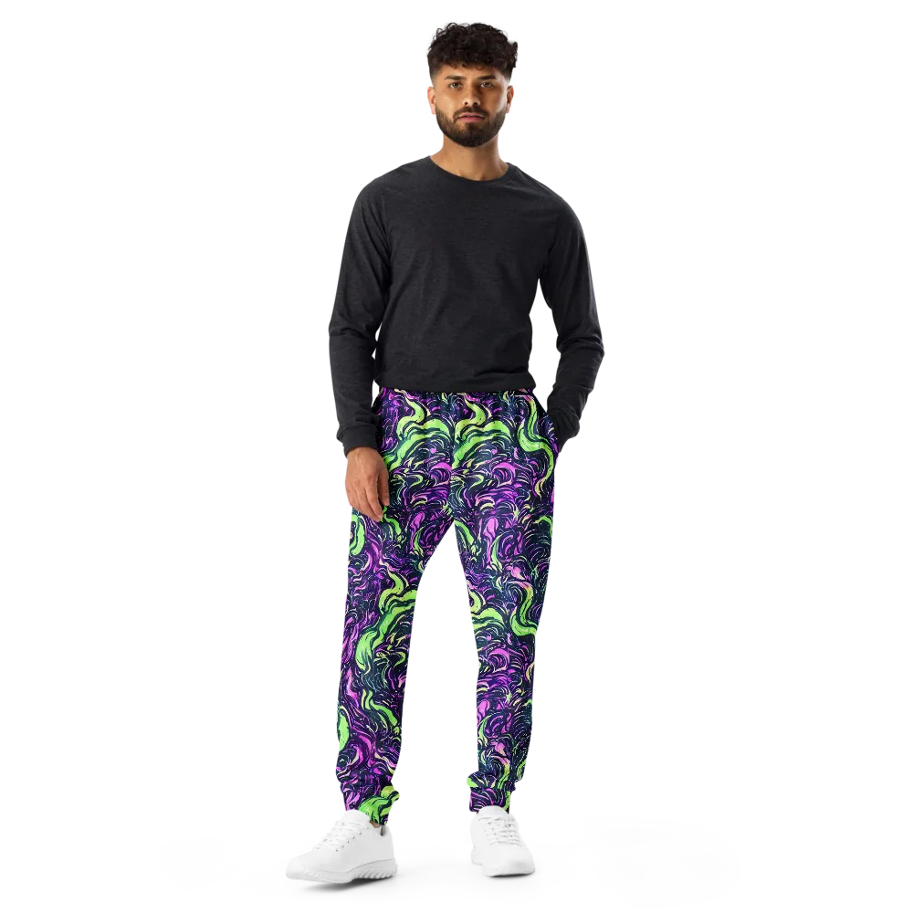Neon Marbled Bloom on Men's Joggers — Front