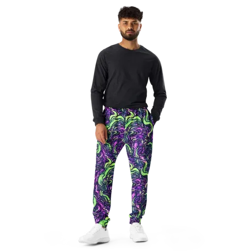 Neon Marbled Bloom on a Men's Joggers