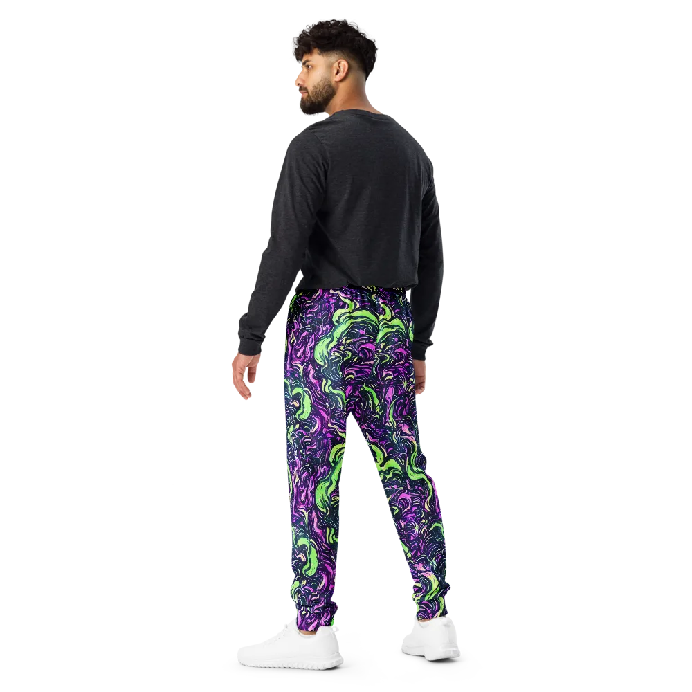 Neon Marbled Bloom on Men's Joggers — Back