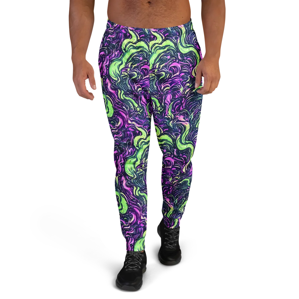 Neon Marbled Bloom on Men's Joggers — Front