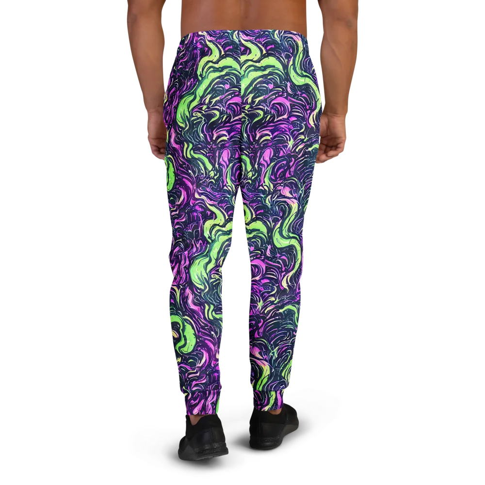 Neon Marbled Bloom on Men's Joggers — Back