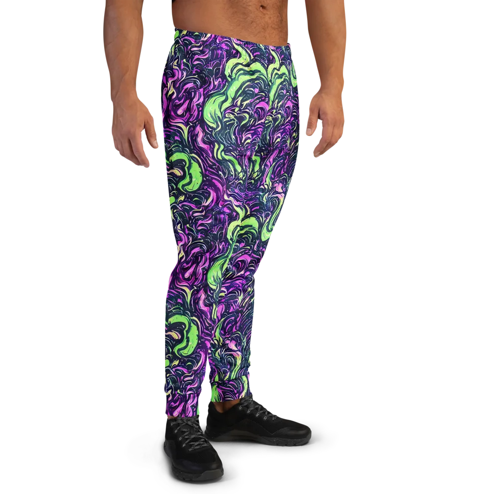Neon Marbled Bloom on Men's Joggers — Right