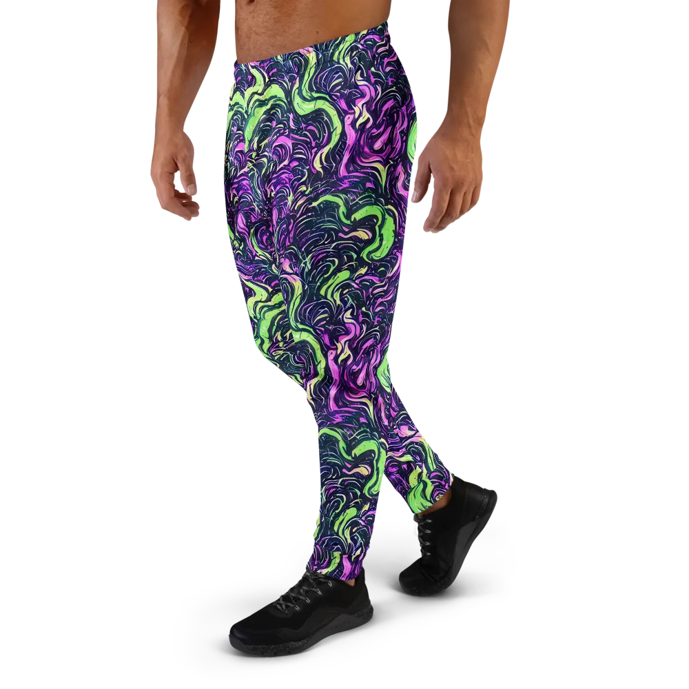 Neon Marbled Bloom on Men's Joggers — Left