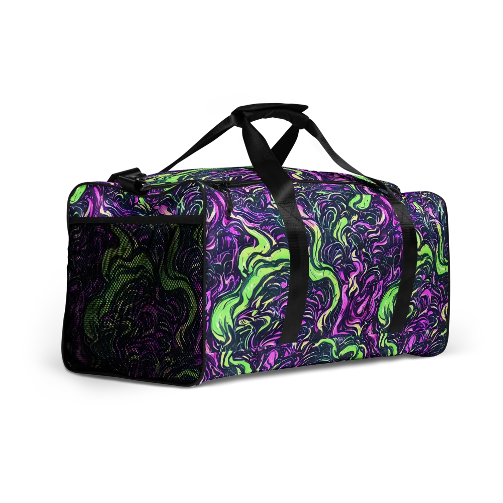 Neon Marbled Bloom on Duffle Bag — Right Front