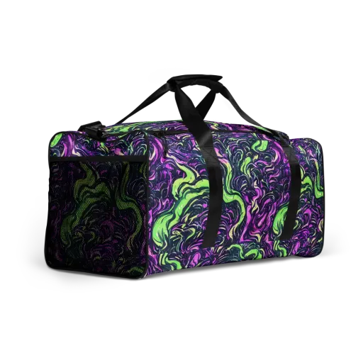 Neon Marbled Bloom on a Duffle Bag