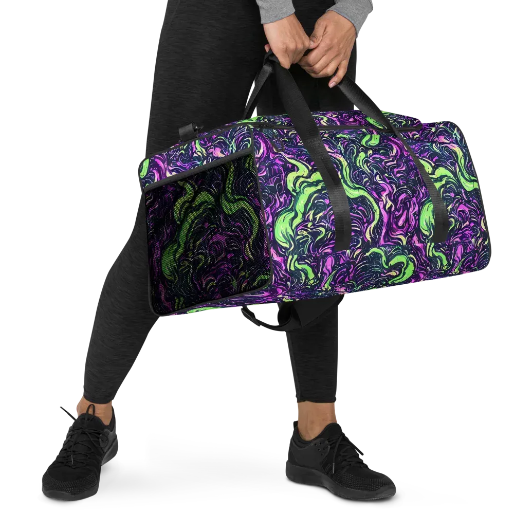 Neon Marbled Bloom on Duffle Bag — Right Front