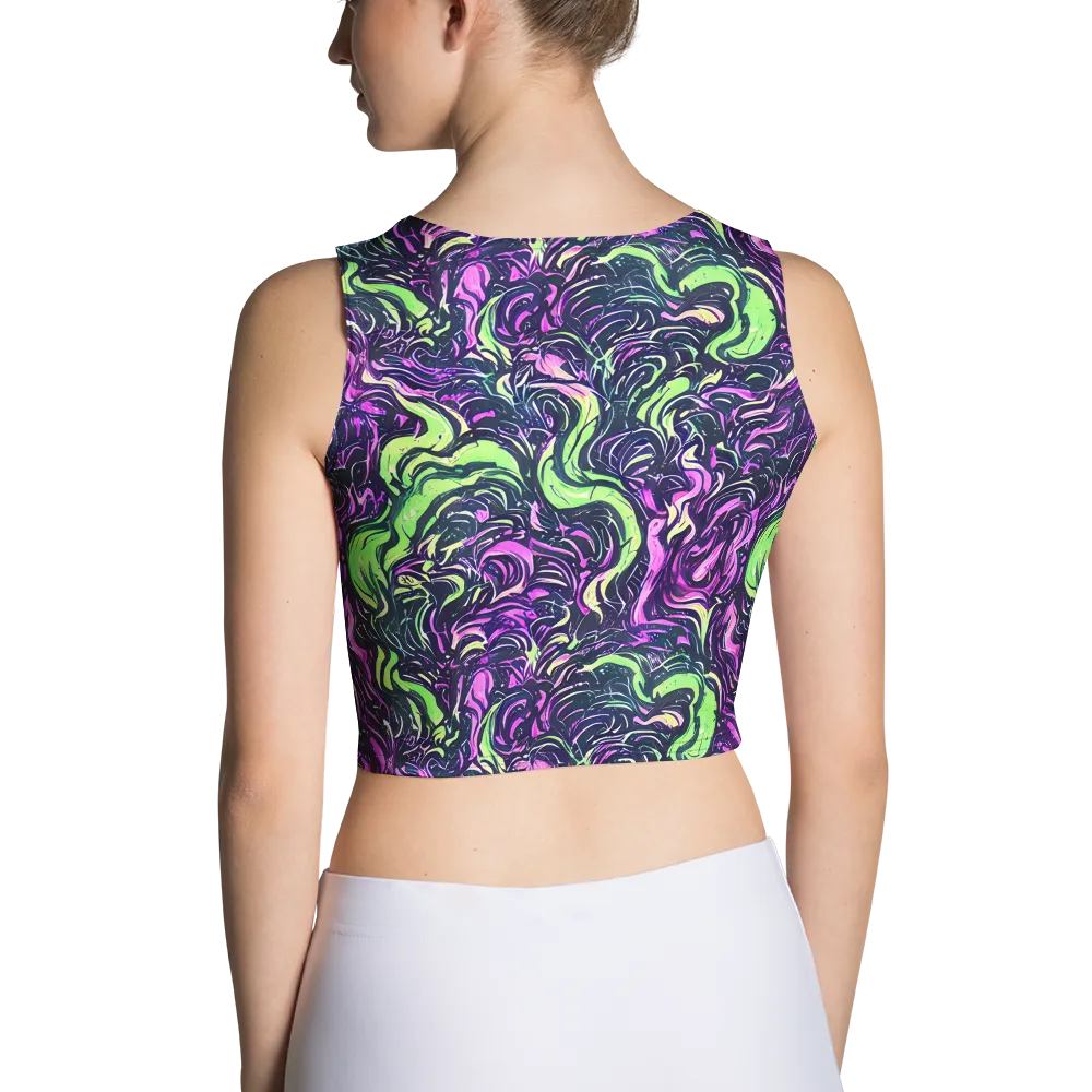 Neon Marbled Bloom on Crop Top — Back