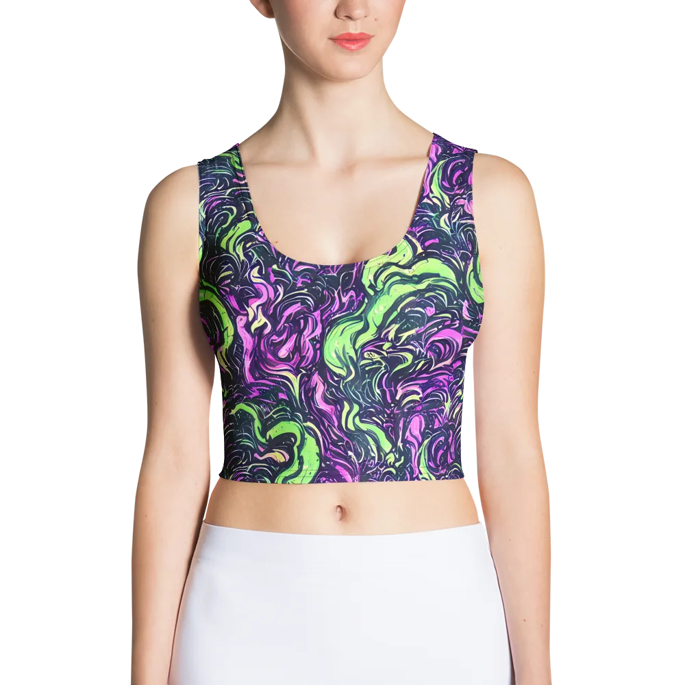 Neon Marbled Bloom on Crop Top — Front