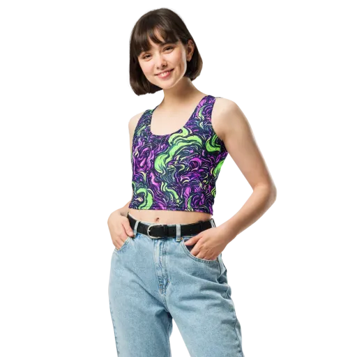 Neon Marbled Bloom on a Crop Top