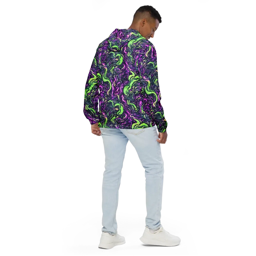 Neon Marbled Bloom on Men's Windbreaker — Back