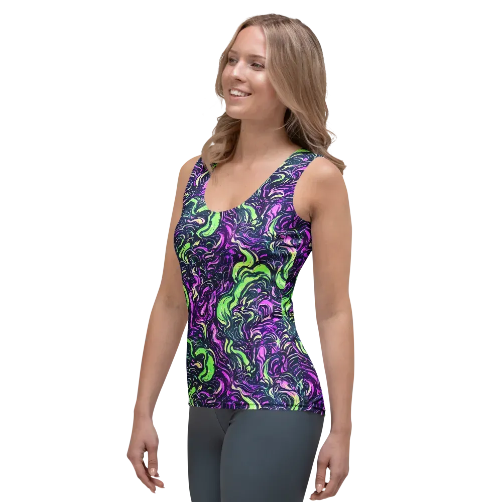 Neon Marbled Bloom on Women's Tank Top — Left Front