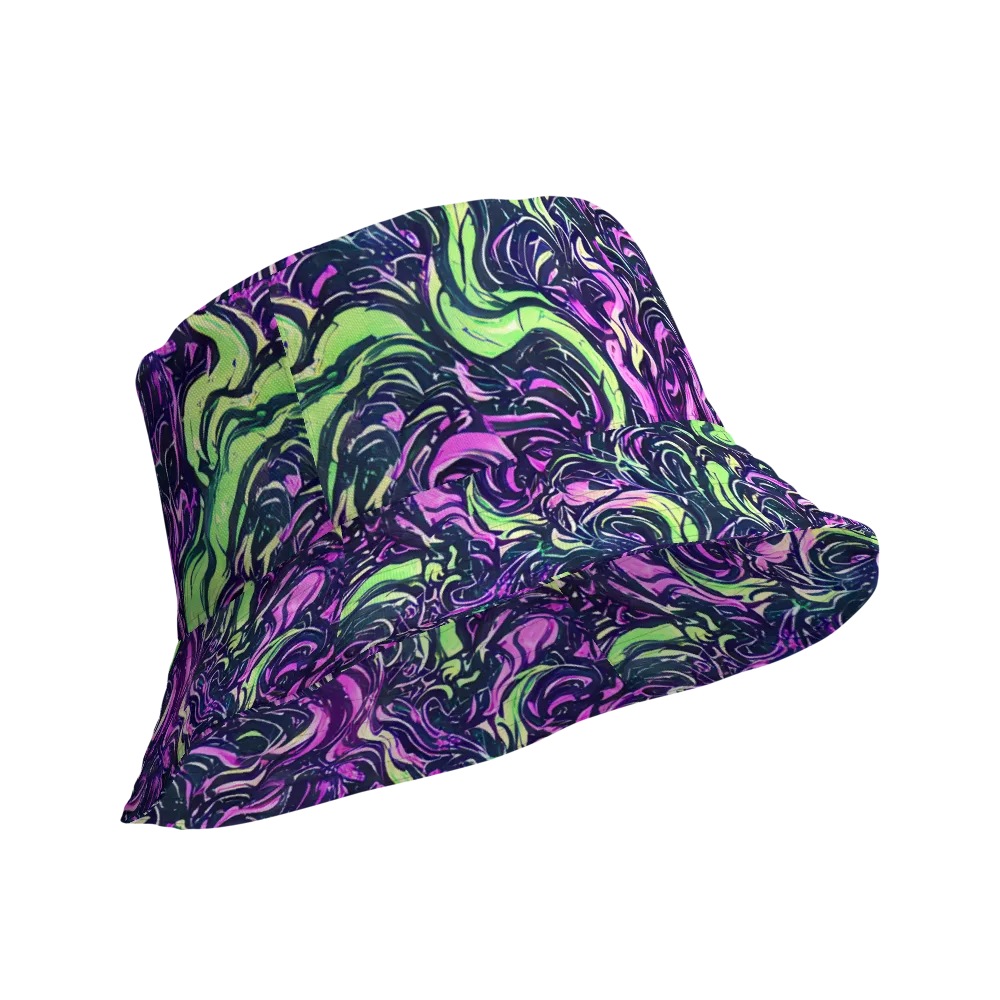Neon Marbled Bloom on Reversible Bucket Hat — Product details Outside