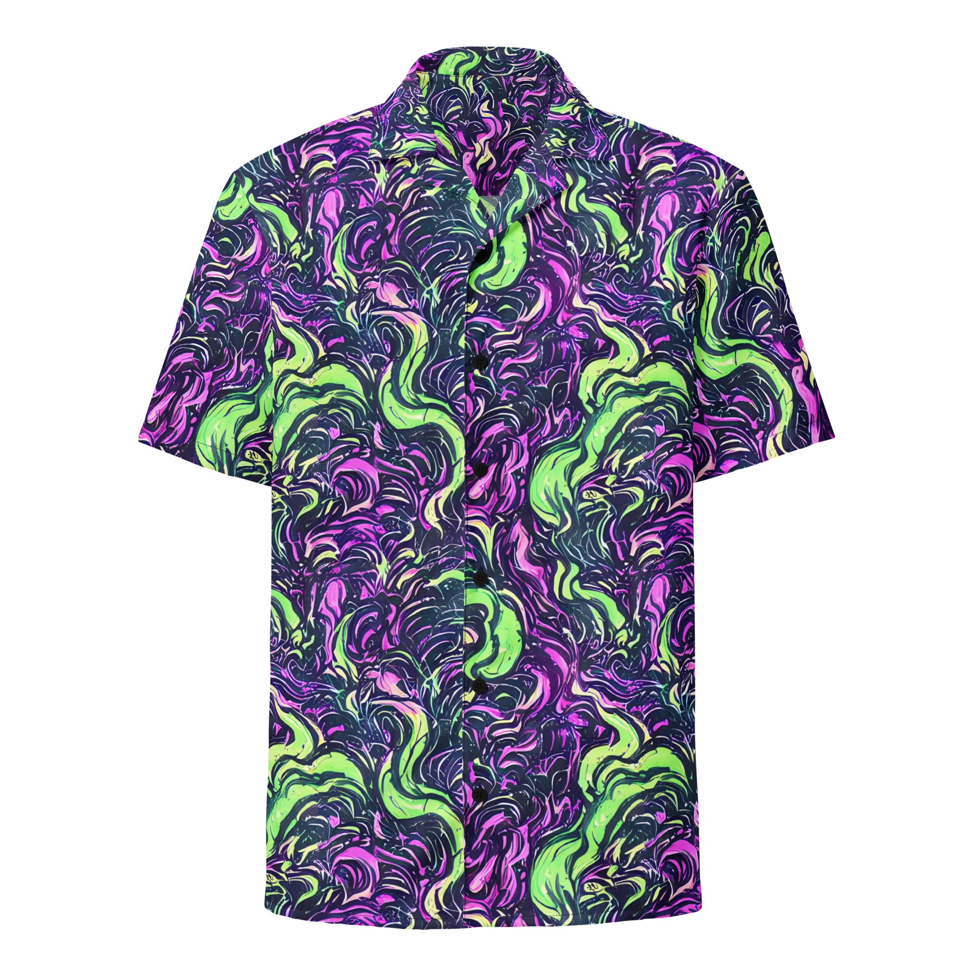 Neon Marbled Bloom on Button Shirt — Front