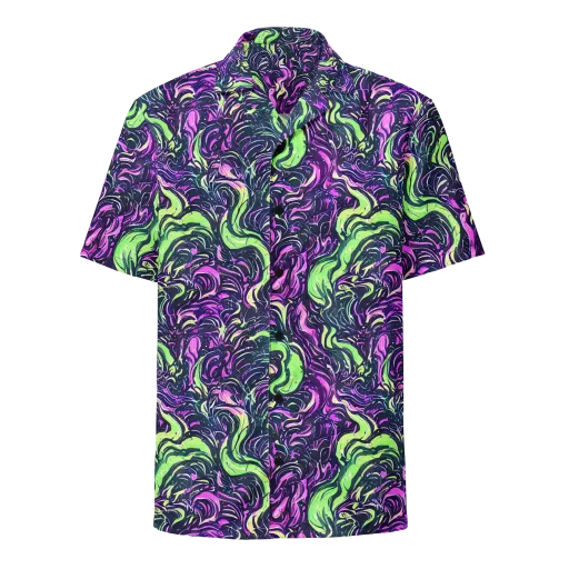 Neon Marbled Bloom on a Button Shirt