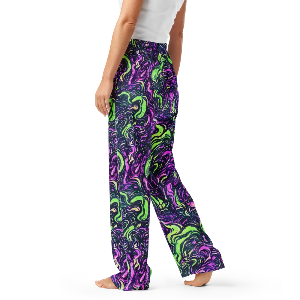 Neon Marbled Bloom on Women's Pajama Pants — Left