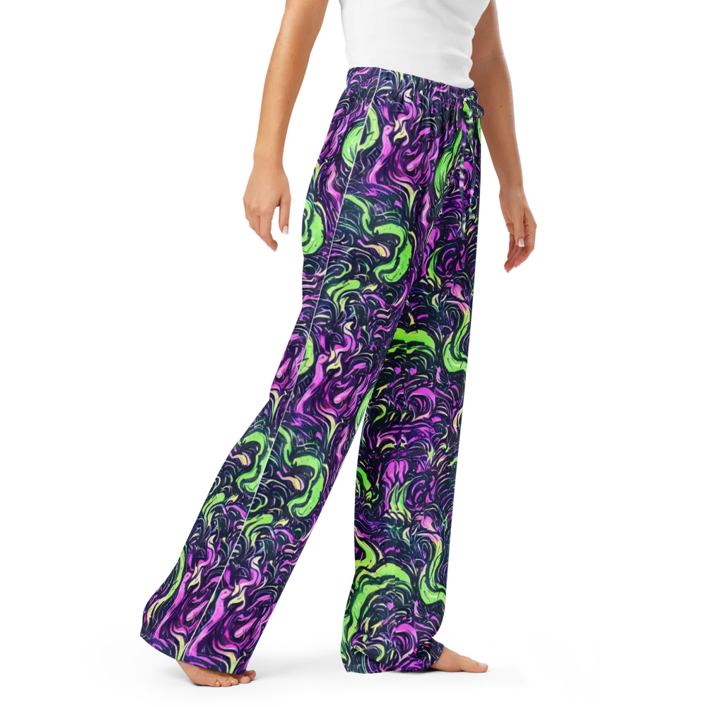 Neon Marbled Bloom on Women's Pajama Pants — Right Front