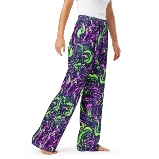 Neon Marbled Bloom on a Women's Pajama Pants
