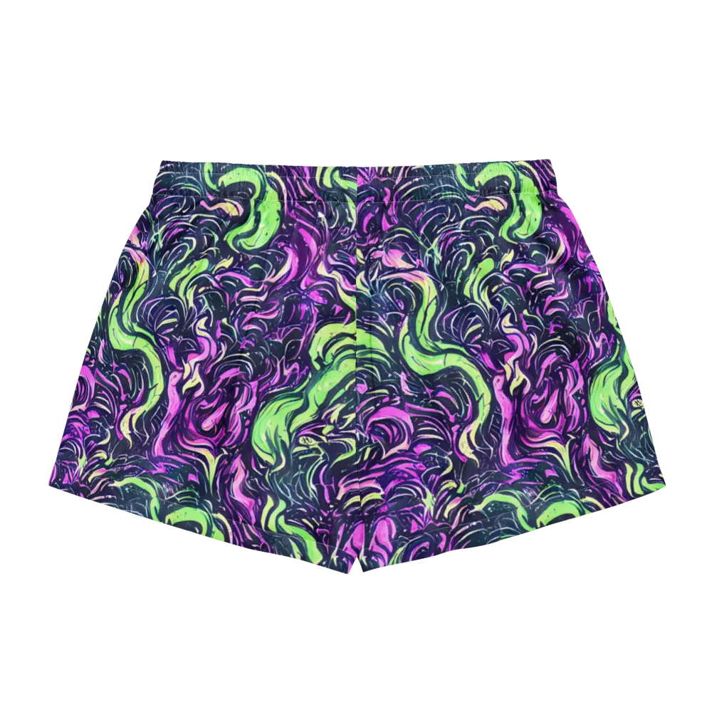Neon Marbled Bloom on Women's Pajama Shorts — Back
