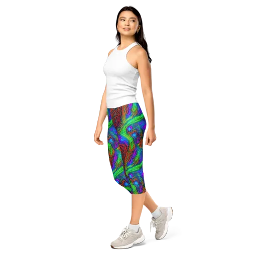 Neon Tidal Fire on a Capri Leggings