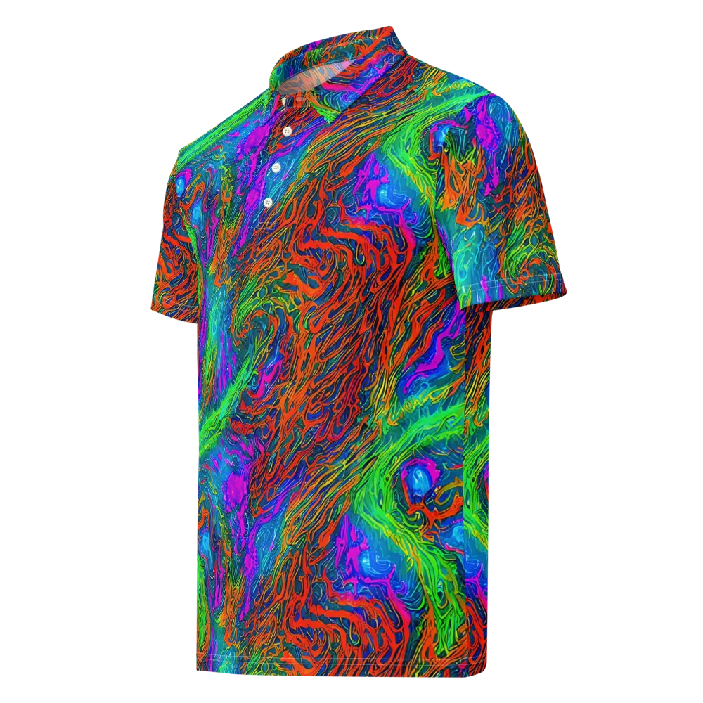Neon Tidal Fire on Men's Slim Fit Polo Shirt — Left Front