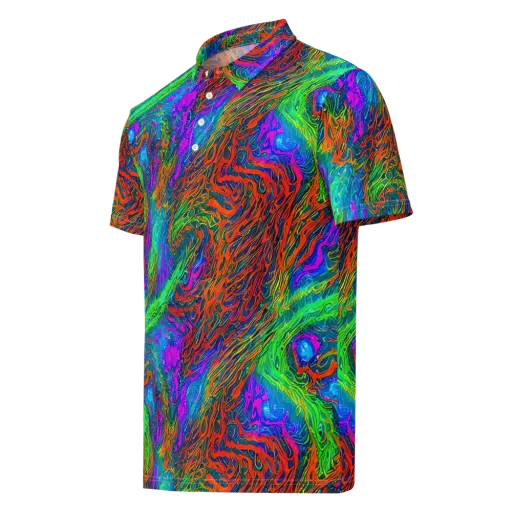 Neon Tidal Fire on a Men's Slim Fit Polo Shirt