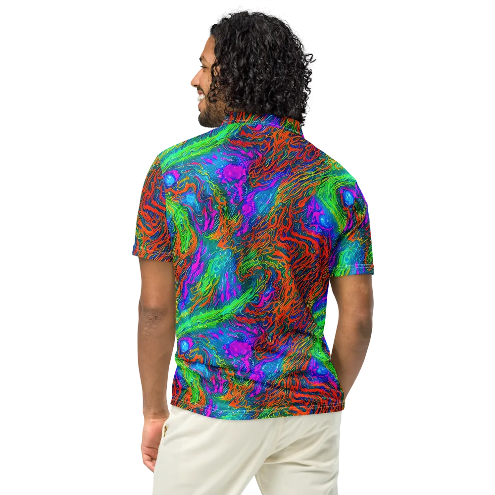 Neon Tidal Fire on Men's Slim Fit Polo Shirt — Back