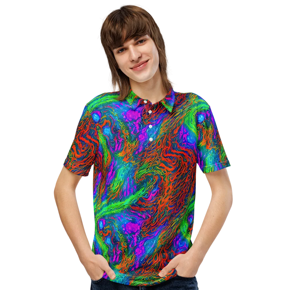 Neon Tidal Fire on Men's Slim Fit Polo Shirt — Front
