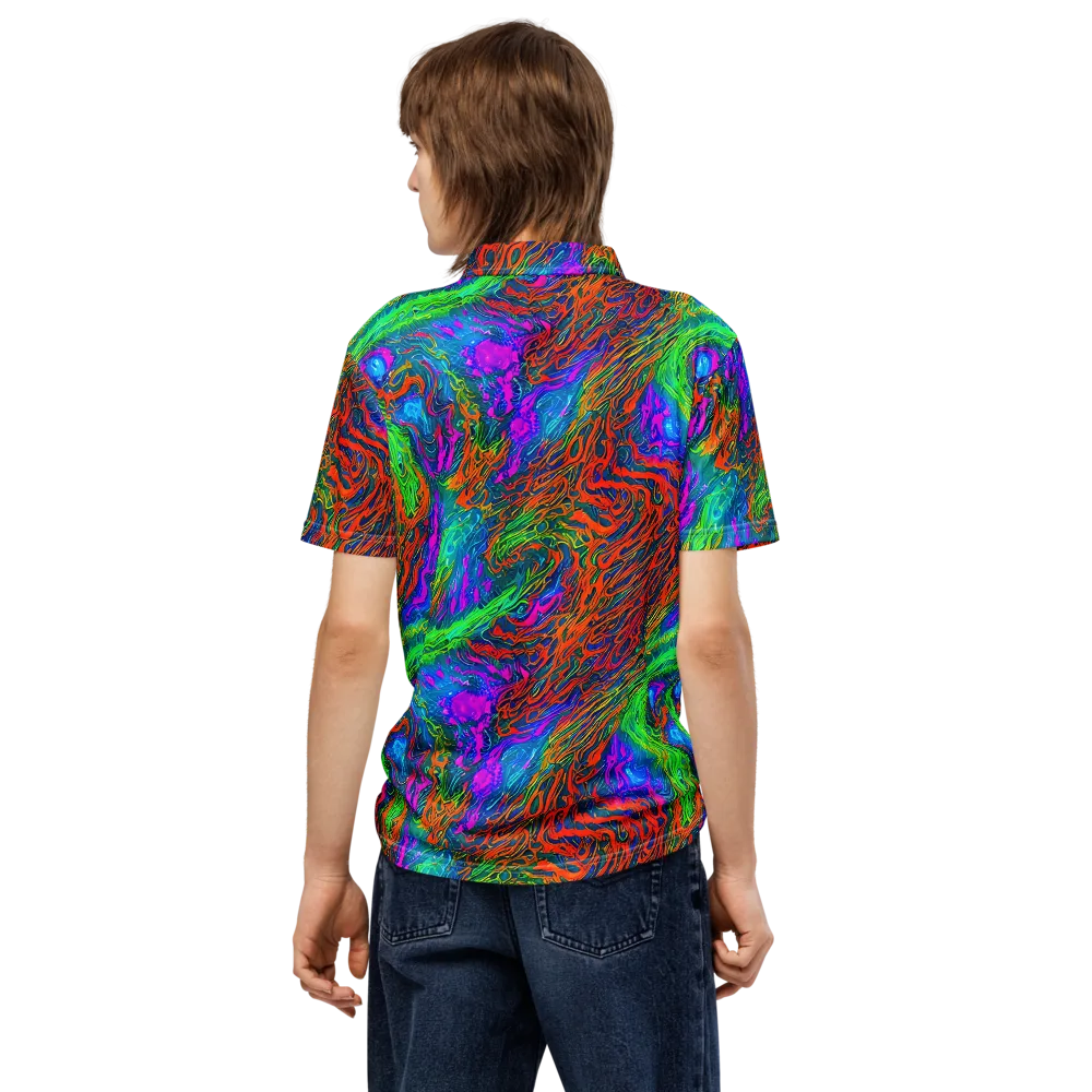 Neon Tidal Fire on Men's Slim Fit Polo Shirt — Back
