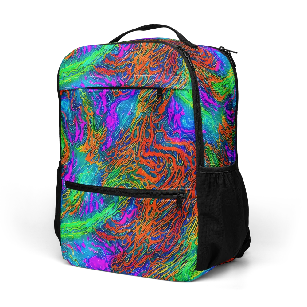 Neon Tidal Fire on Utility Backpack — Left Front