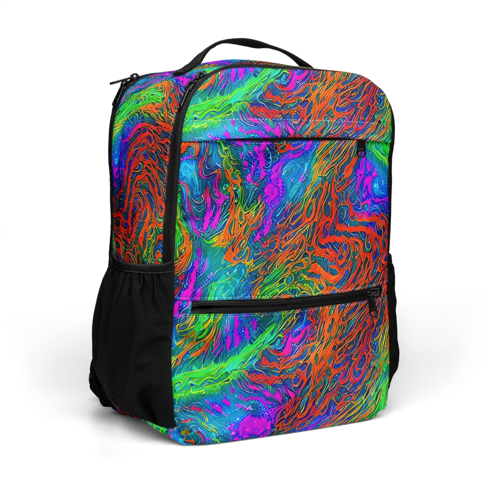 Neon Tidal Fire on Utility Backpack — Right Front