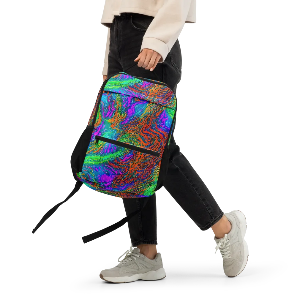 Neon Tidal Fire on Utility Backpack — Front