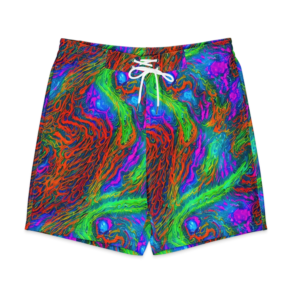 Neon Tidal Fire on Men's Board Shorts — Front