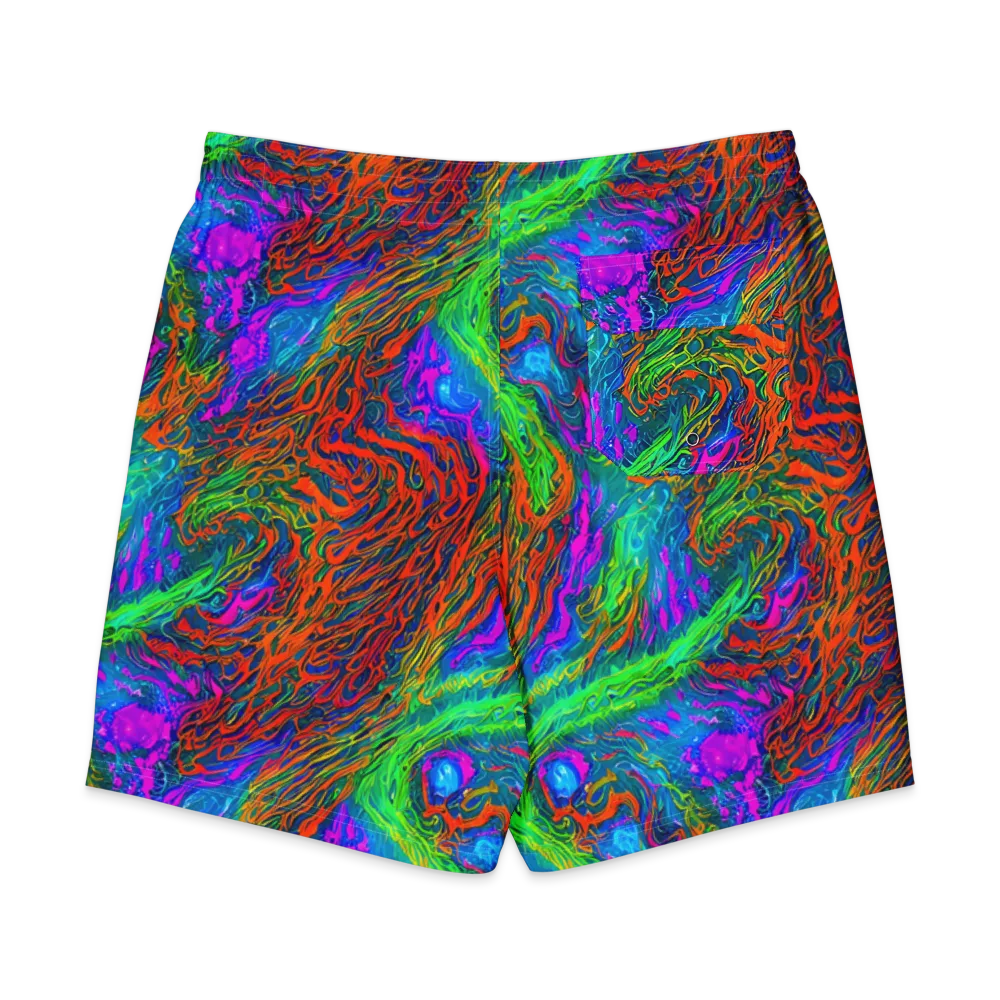 Neon Tidal Fire on Men's Board Shorts — Back