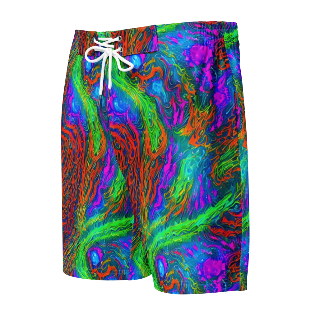 Neon Tidal Fire on Men's Board Shorts — Front