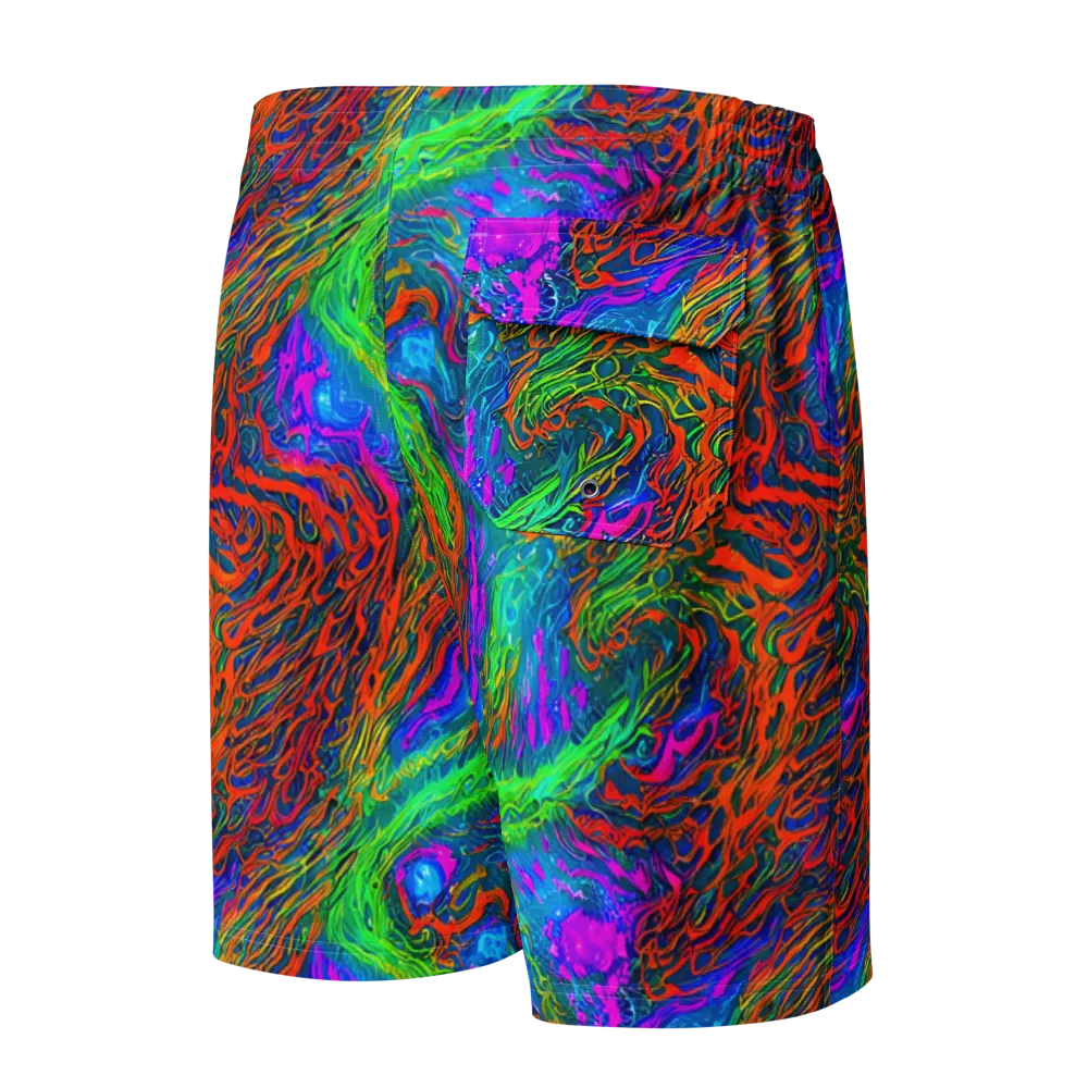 Neon Tidal Fire on Men's Board Shorts — Back