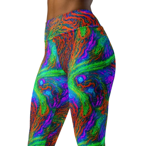 Neon Tidal Fire on a Yoga Leggings