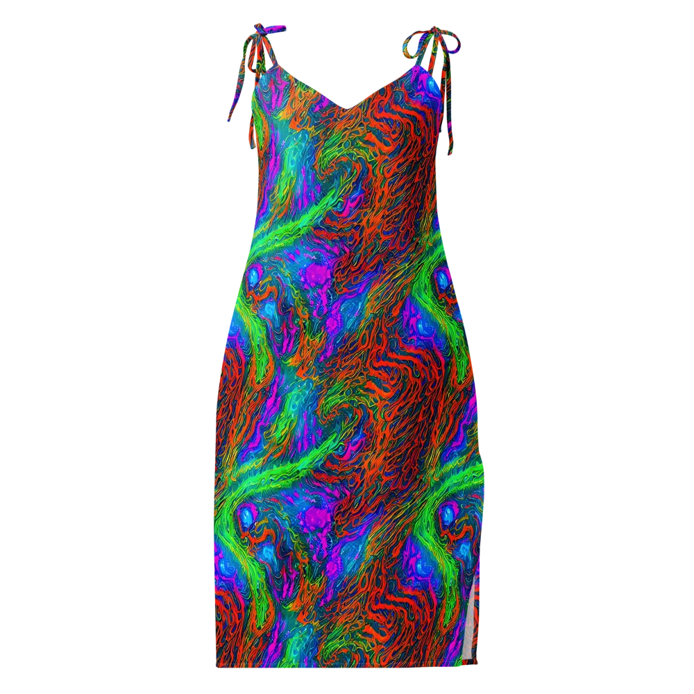 Neon Tidal Fire on Slip Dress — Front