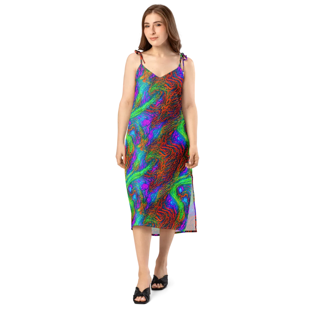 Neon Tidal Fire on Slip Dress — Front