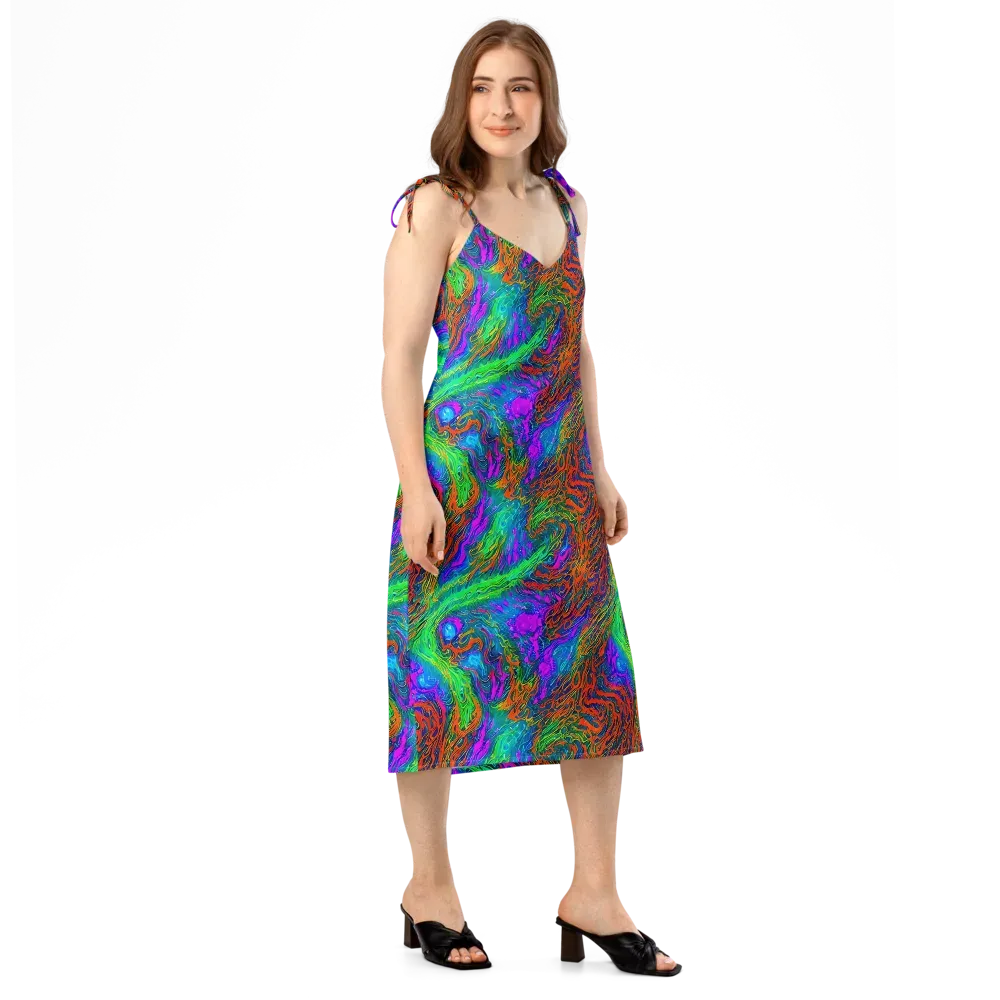 Neon Tidal Fire on Slip Dress — Right Front