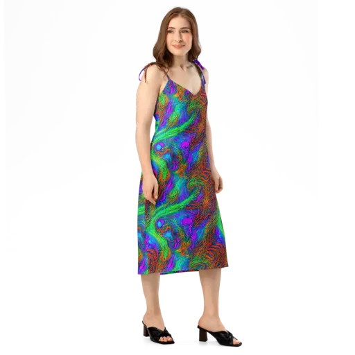 Neon Tidal Fire on a Slip Dress