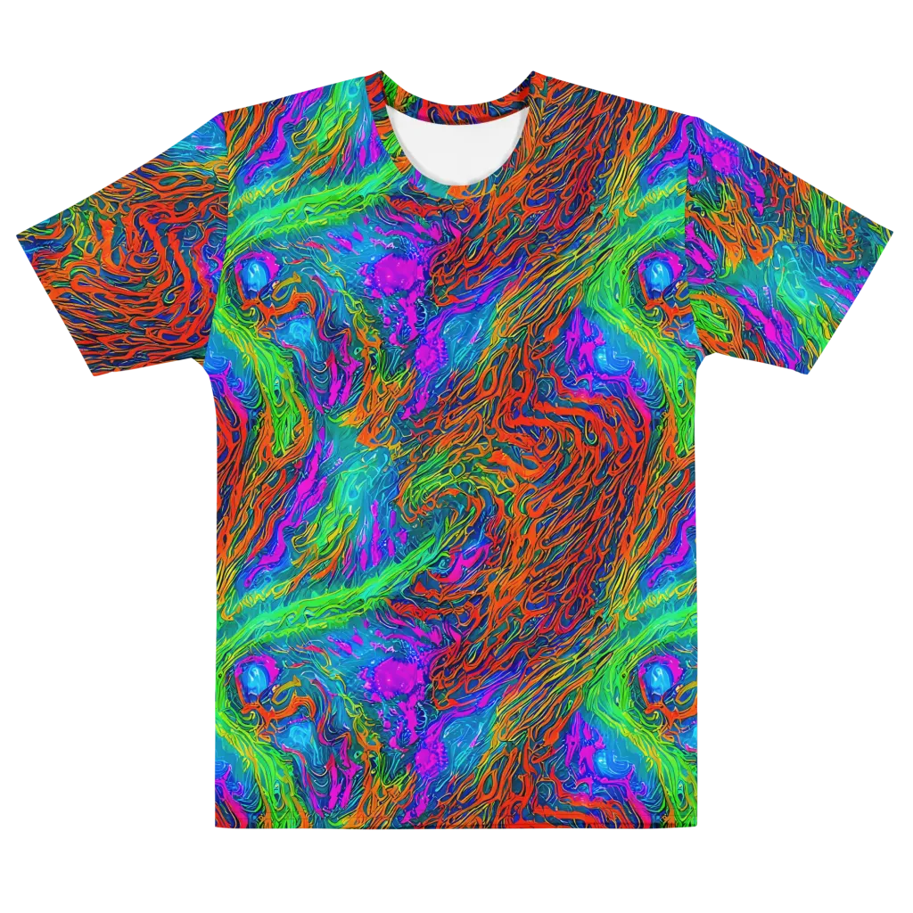 Neon Tidal Fire on Men's Cotton Crew Neck T-Shirt — Front