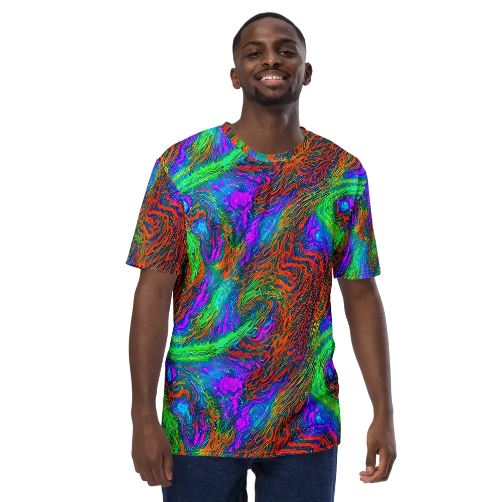 Neon Tidal Fire on Men's Crew Neck T-Shirt — Front