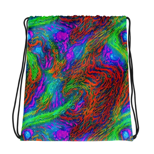 Neon Tidal Fire on a Drawstring Bag